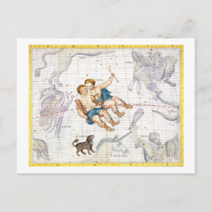 Cartão Postal Constelação de Gemini com Canis Minor, placa 13