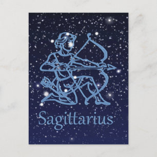 Cartão Postal Constelação de Sagitário & Signo do Zodíaco com Es