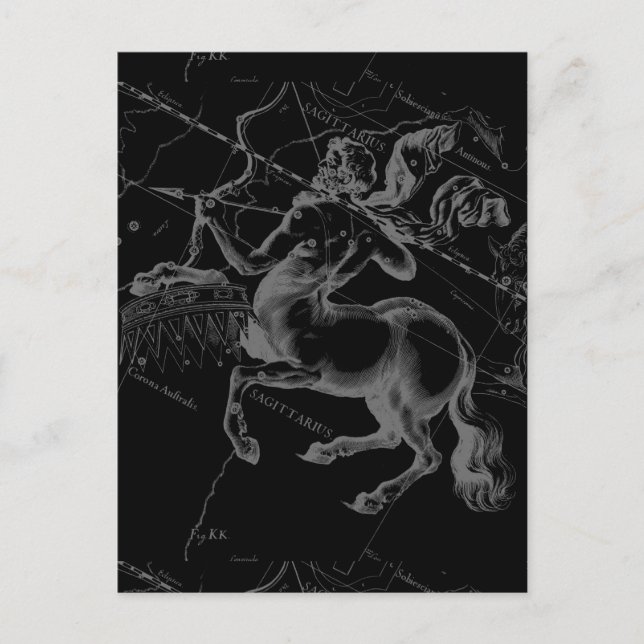 Cartão Postal Constelação de Sagittarius Classy Hevelius Engave (Frente)