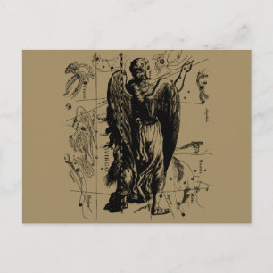 Cartão Postal Constelação de Virgem Estilo de Gravura de Heveliu