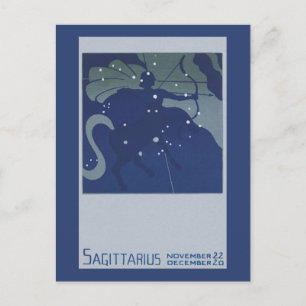 Cartão Postal Constelação Sagittarius Vintage Astrologia Zodiac