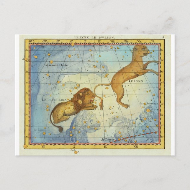 Cartão Postal Constelação Vintage Leo (Frente)