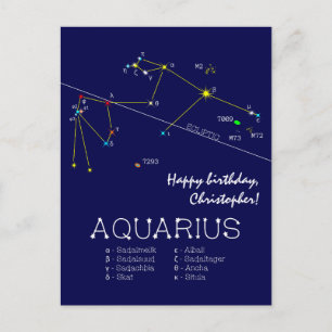 Cartão Postal Constelação Zodiacal Aquário