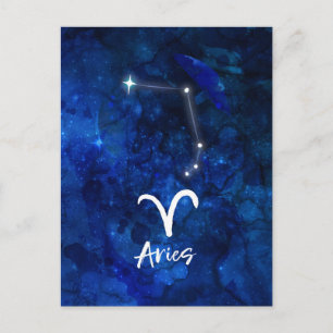 Cartão Postal Constelação Zodiacal de Áries Galáxia Azul Celeste