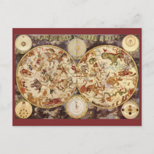 Cartão Postal Constelações de Astronomia Vintage, Frederik de 