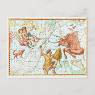 Cartão Postal Constelações de Mapa Celestial da Vintage