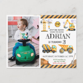 Cartão Postal Construção Aquarela Fofa Aniversário de Crianças