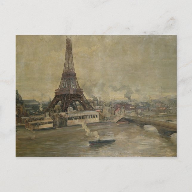 Cartão Postal Construção da Torre Eiffel (Frente)