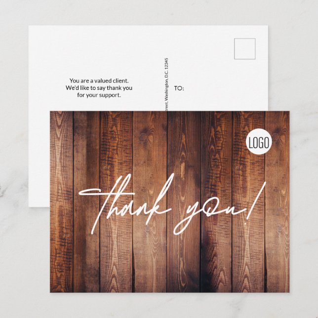 Cartão Postal Construção de carpintaria personalizada Logotipo c (Frente/Verso)