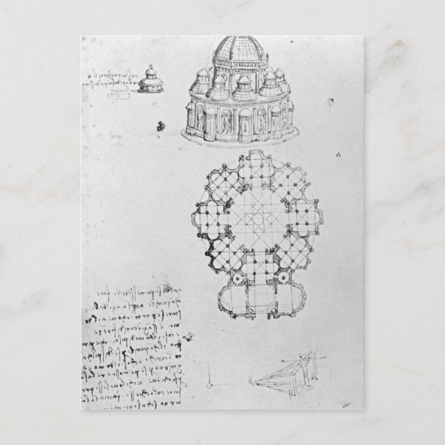 Cartão Postal Construção de igreja centralizada e engenharia mar (Frente)