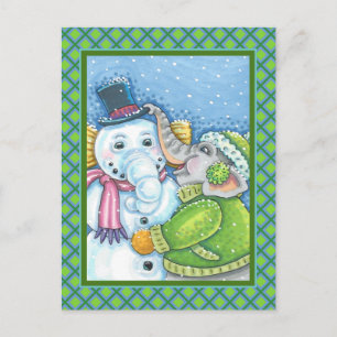 CARTÃO POSTAL CONSTRUÇÃO ELEFANTE DE NATAL CHRISTMAS PACHYDERM S