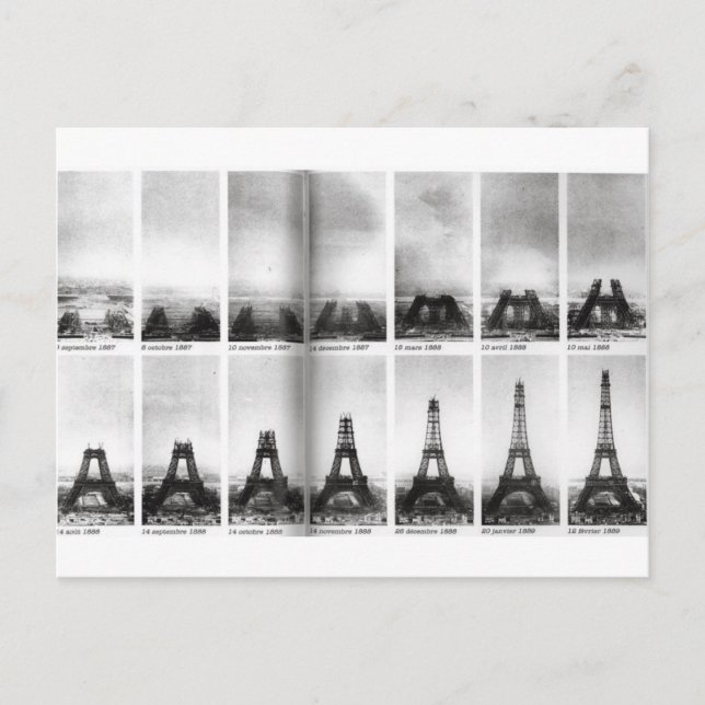 Cartão Postal Construção em torre Eiffel (Frente)