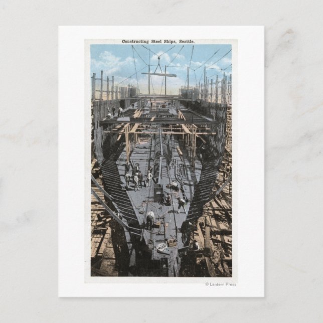 Cartão Postal Construindo uma Cena de Nave de Aço (Frente)