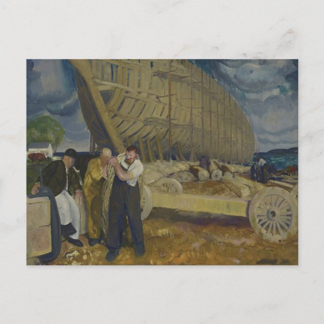 Cartão Postal Construtores de navios - A Corda - George Bellows (Frente)