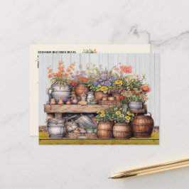 Cartão Postal Consulte Cartão-postal Floral Rustic Gardening