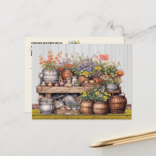 Cartão Postal Consulte Cartão-postal Floral Rustic Gardening