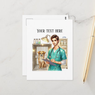 Cartão Postal Consultório Veterinário Fofo personalizável