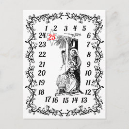 Cartão Postal Contagem de Natal de Calendário Avançado Religioso