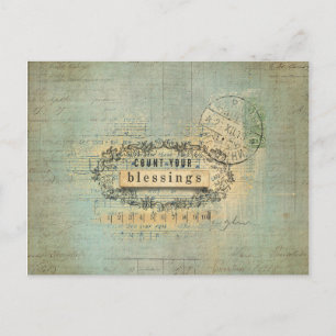 Cartão Postal Conte seu Palavra-Colagem de Bênção