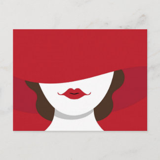 Cartão Postal Contemporary Lady in Red Hat Postcard