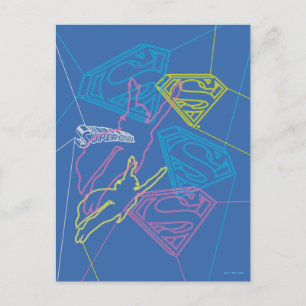 Cartão Postal Contornos coloridos de supergirl e logotipos