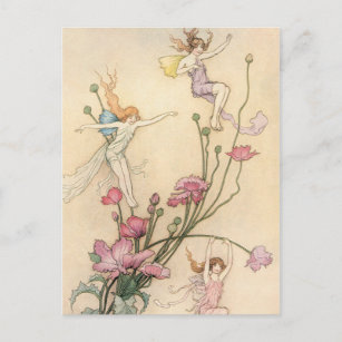 Cartão Postal Contos De Fada Vintage, Três Espíritos Cheios De A