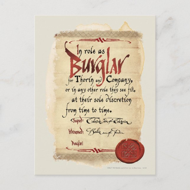 Cartão Postal Contrato de Burglar (Frente)