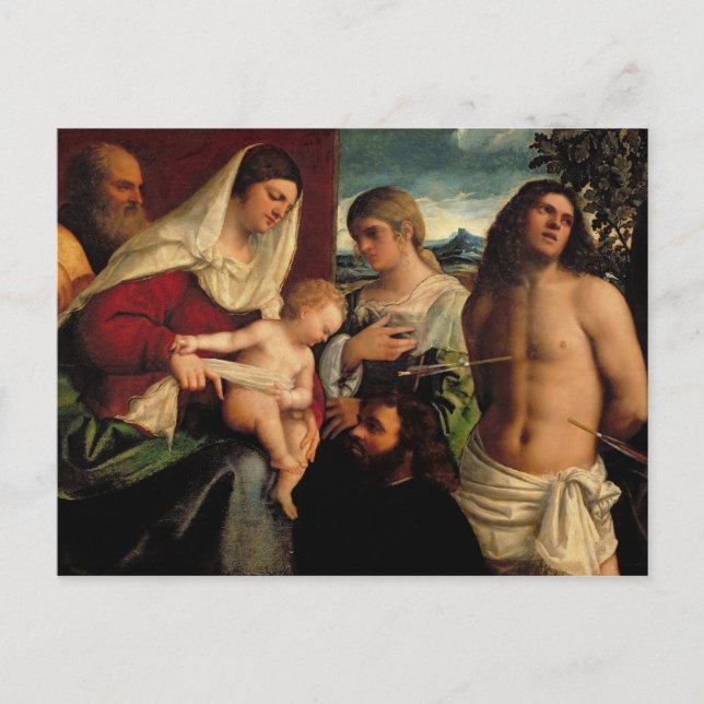 Cartão Postal Conversação Sacra com SS. Catherine, Sebastian (Frente)