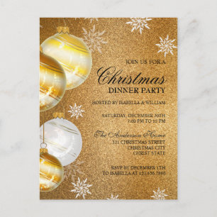 Cartão Postal Convidado de Natal para a Glitter Dourada do luxo