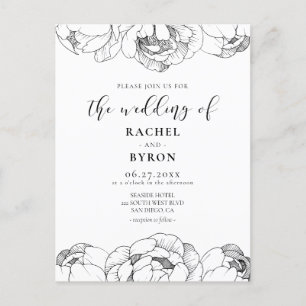 Cartão Postal Convidado elegante para casamento de peões negros