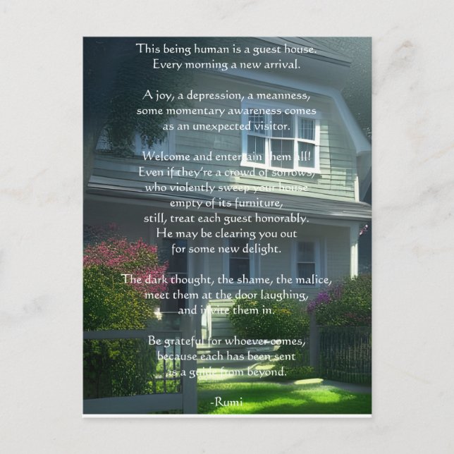 Cartão Postal Convidado House Rumi Poem (Frente)
