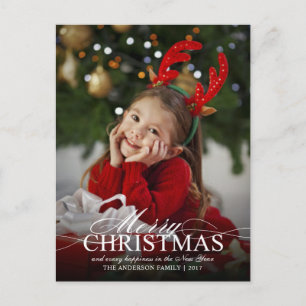 Cartão Postal Convidado para Férias Elegantes de Natal Feliz