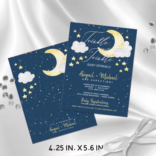 Cartão Postal Convidar Chá de fraldas de Orçamento Twinkle Twink (Budget-Friendly "Twinkle Twinkle Baby Sprinkle" Gender-Neutral Baby Shower Invitation (4.25x5.6 in.))