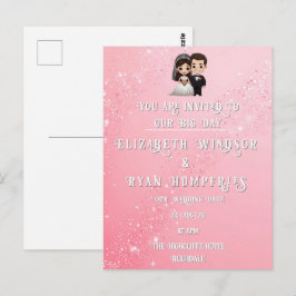 Cartão Postal "Convites de Casamento Rosa Claro Caprichosos com