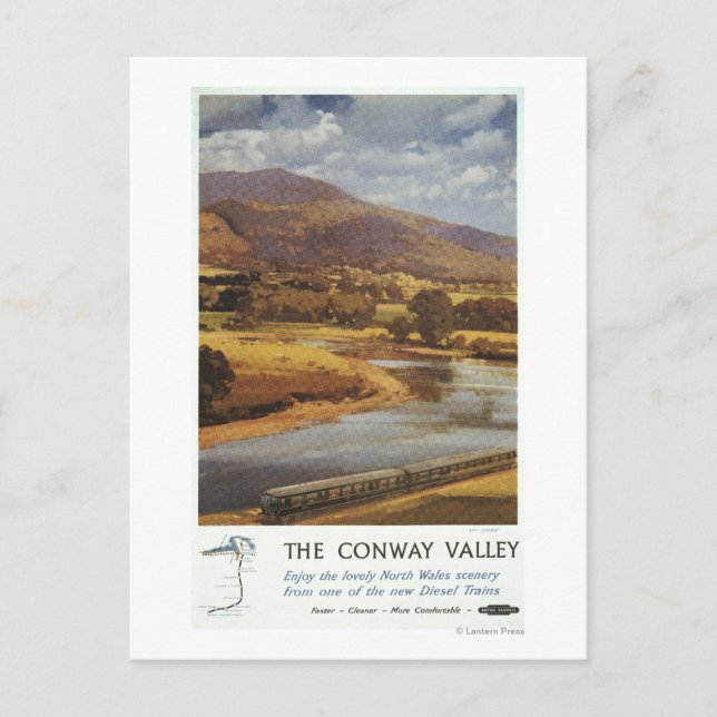 Cartão Postal Conway Valley Scene British Railways Poster (Frente)