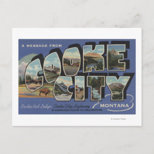 Cartão Postal Cooke City, Montana - Cenas com Letras Grandes