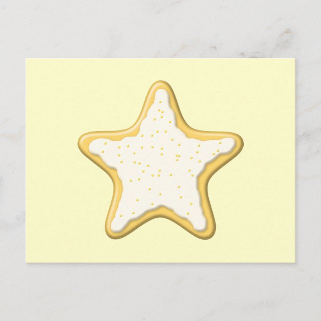 Cartão Postal Cookie Estrela Forçada. Amarelo e creme. (Frente)