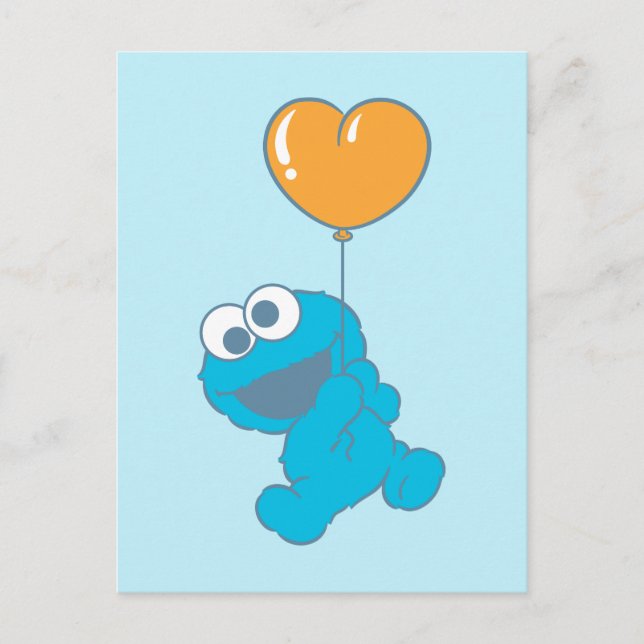 Cartão Postal Cookie Monster Heart Balloon (Frente)