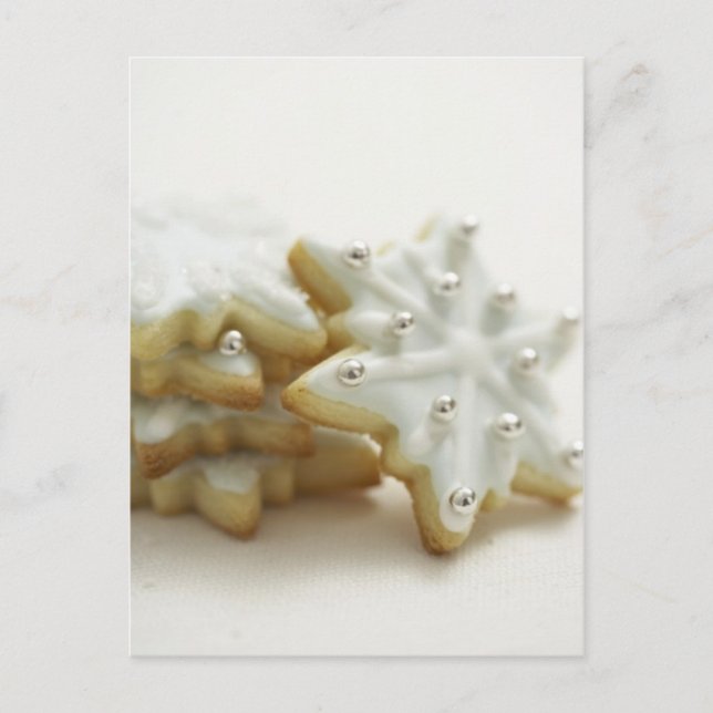 Cartão Postal Cookies com Flocos de Neve (Frente)