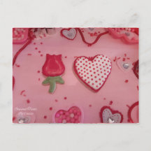 Cookies de açúcar de coração e Rosas de Tratamento