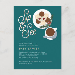 Cartão Postal Cookies de Férias e café/chá Sip & Veja o chá 