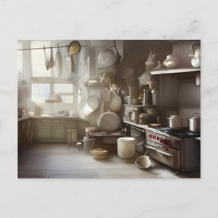 Cartão Postal Cook's Kitchen Scene Digital Art