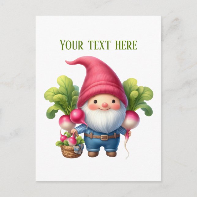Cartão Postal Cool radish gnome customizable (Frente)