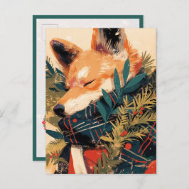 Cartão Postal Cool Shiba Inu in Christmas Winter