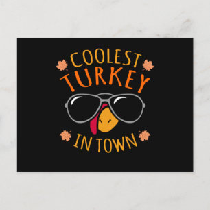 Cartão Postal Coolest Turkey Funny Thanksgiving Family Men Women