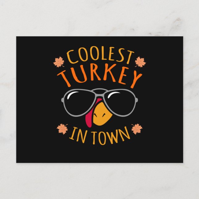 Cartão Postal Coolest Turkey Funny Thanksgiving Family Men Women (Frente)