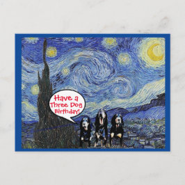 Cartão Postal Coonhound Starry Night,3 Cachorro Nascimento Spot