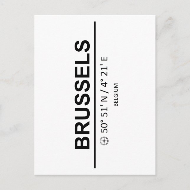 Cartão Postal Coordenadas Bruxelas (Frente)