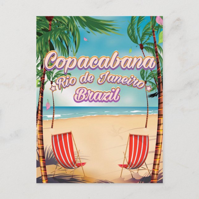 Cartão Postal Copacabana, poster de praia viagem do Rio de Janei (Frente)