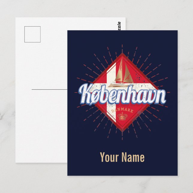 Cartão Postal Copenhaga Capital Dinamarca - Navio retrô à vela (Frente/Verso)